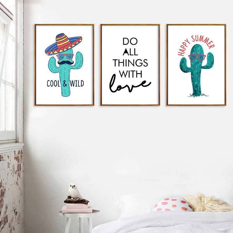 Kaufe Niedlicher Cartoon-Kaktus, englische Sprche, Heimdekoration,  Gemlde, Wohnzimmer-Gemlde, Wandbilder fr Wohnzimmer, Wand-Leinwand zum  Preis ab 0.85 | Joom