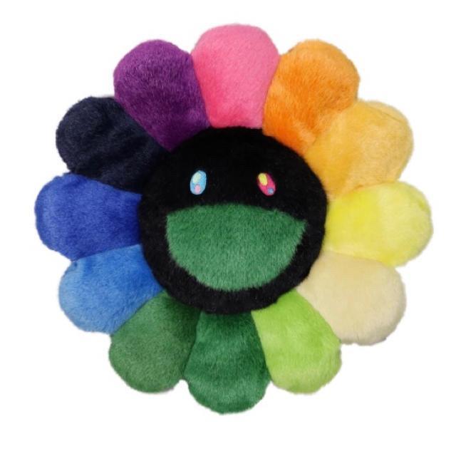 Takashi Murakami Cuscino a Forma di Fiore Peluche 30cm. Rainbow black kaikai kiki