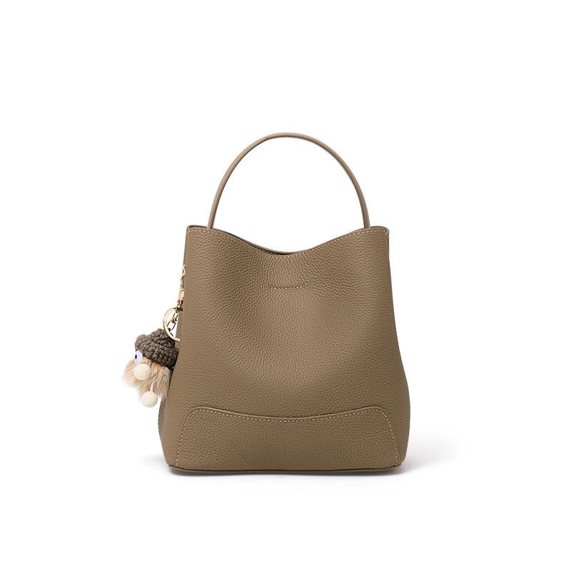 First Layer Cowhide Bucket Bag New Large Capacity Single-shoulder Crossbody Bag High End Mother Bag Versatile Handbag