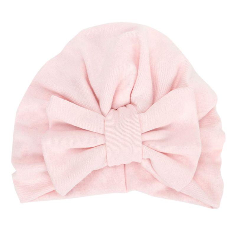 

Baby Girls Big Bowknot Winter Turban Hat Solid Color Cotton Beanie Cap Pleated
