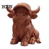 3D Printed Cow Sculpture Rustic Highland Ornament, Terracotta Color Statue, Modern Home Accessory Cute Figurine for Desk Shelf Farmhouse