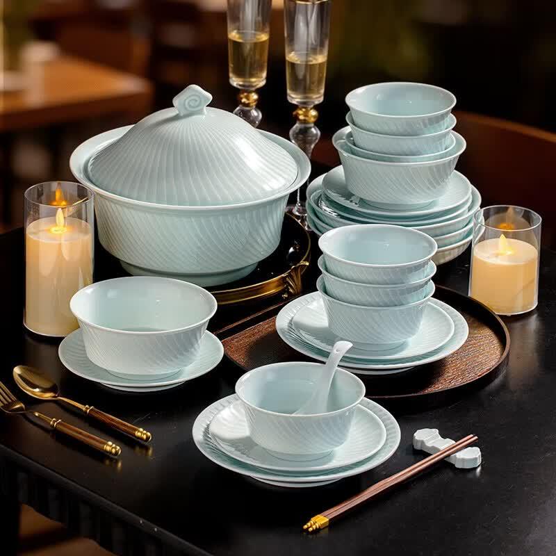 Jingdezhen Luxury Celadon Dinnerware Set