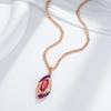 Shiny Red Natural Zircon Pendant Necklace For Women  Rose Gold And Black Plating Daily Fine Vintage Pendant Jewelry