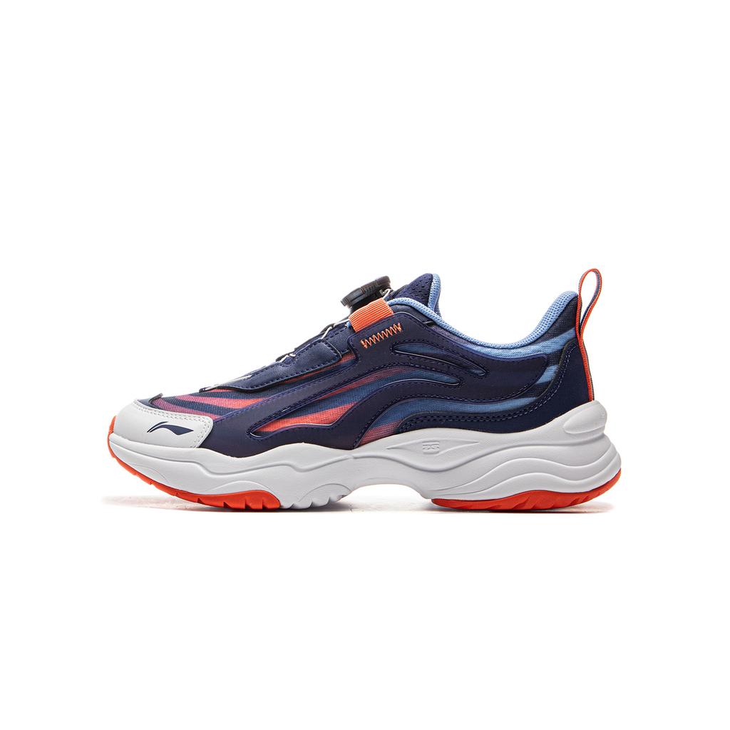 Li Ning Kids Sports Lifestyle Series Comfortable Shock Absorption Rebound Low-Top Casual Shoes Kids sneaker Deep-Blue Orange YKCV202-9