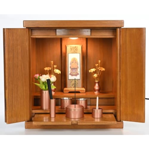 Oda Kobo Standing Hanging Scroll for Buddhist Altars, Modern Stand, 20cm Tall (Shingon Sect, Walnut Color)