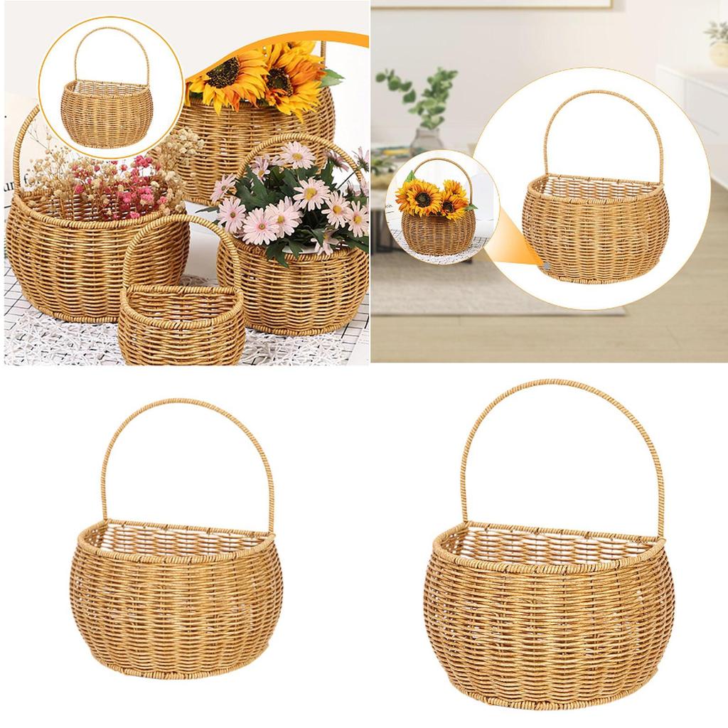 Woven Hanging Basket Decorative Handmade Wall Mounted Container Room Decor Fruit Sundries Organizer for Closet Office Kitchen