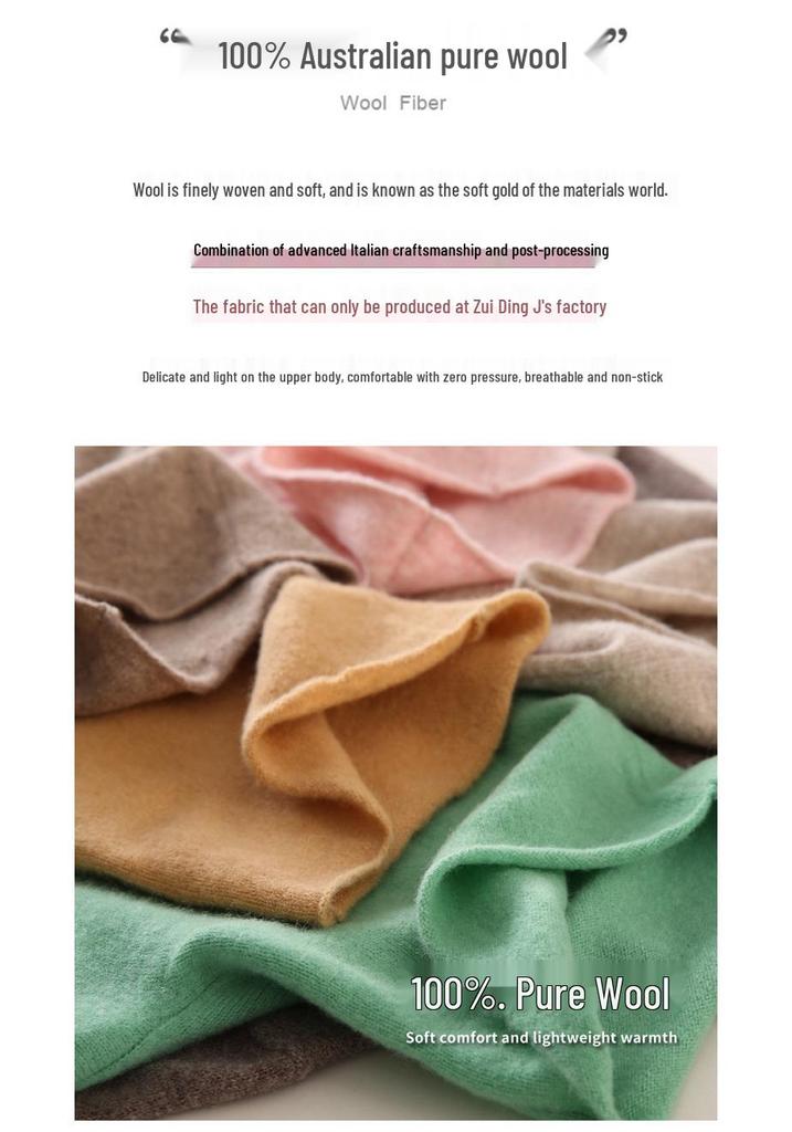 100% Pure Wool Slim Fit High Neck Sweater for Women - Autumn/Winter Fashionable Base Layer