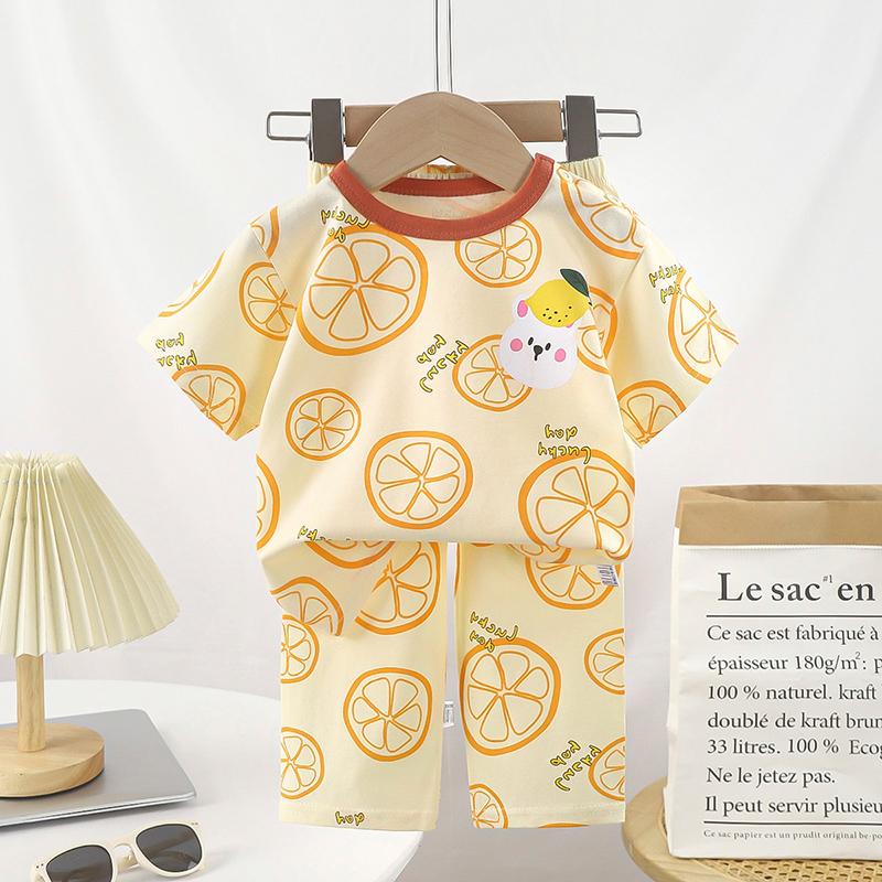 Sommer Kinder Kurzarm O Neck T-shirt Hosen Set Casual Baggy 2 stücke Anzug Baumwolle Cartoon Printes Outfit