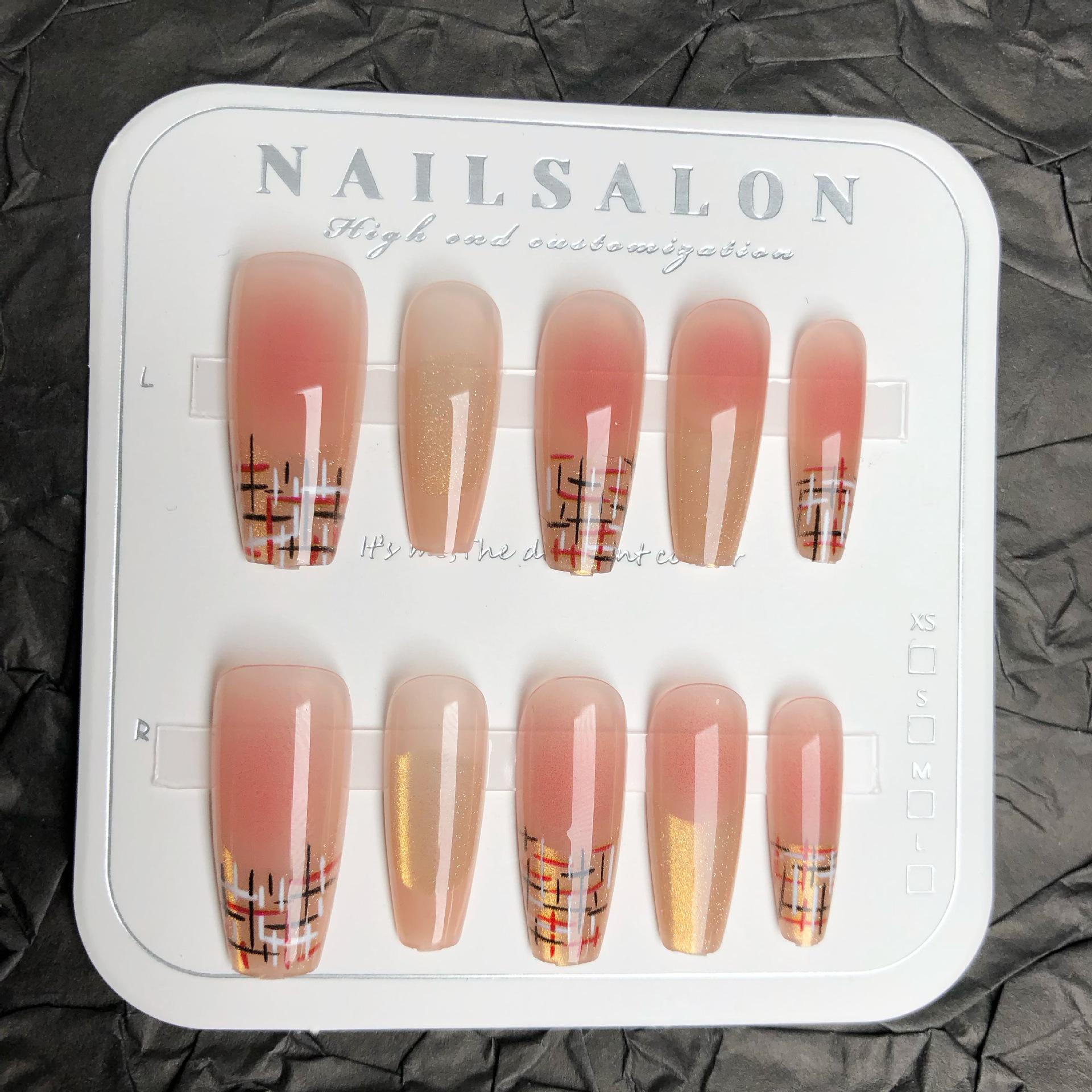 

Autumn/Winter French Chic Press-On Nails - Long Crystal Cat Eye Shimmer Style