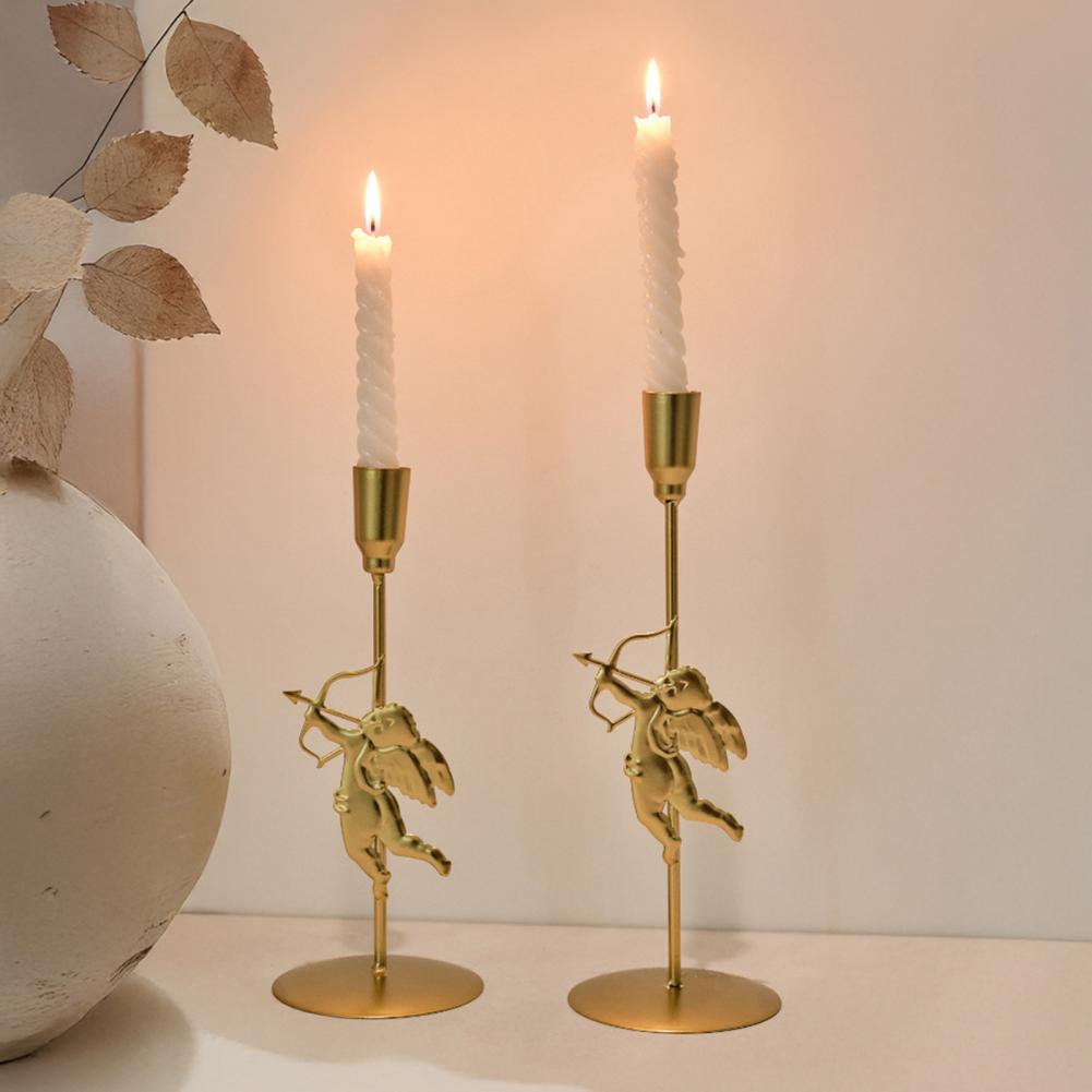 Cupid Candle Stand Iron Candle Holder Vintage Metal Cupid Candle Holder Set for Home Decor Wedding Party Table for Room