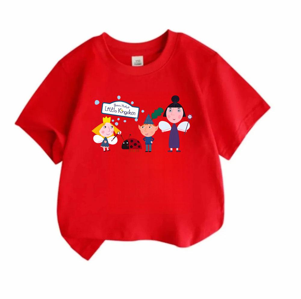 Kids Unisex 100% Cotton Crew Neck Short Sleeve T-Shirt, Cute Cartoon Fairy Dwarf Ladybug Printed Casual Soft Tee for Boys and Girls Daily Wear