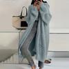 Women's Solid Color Long Sleeved Knee Length Knitted Cardigan, Lazy Trend, Medium Long Hair Jacket