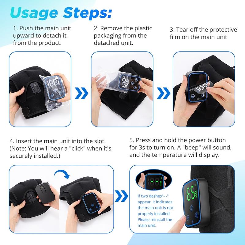 Portable Electric Shoulder Massager with Vibration and Graphene Heating Wireless APP Control Hot Compress Therapy Pad Removable Design