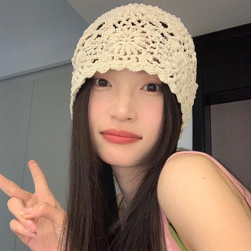 Stylish White Hollow Woven Bucket Hat For Women With Lace Design Perfect For Spring 2024