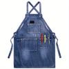 Artistic Denim Apron Kitchen Restaurant Waiter Workwear Unisex Adjustable
