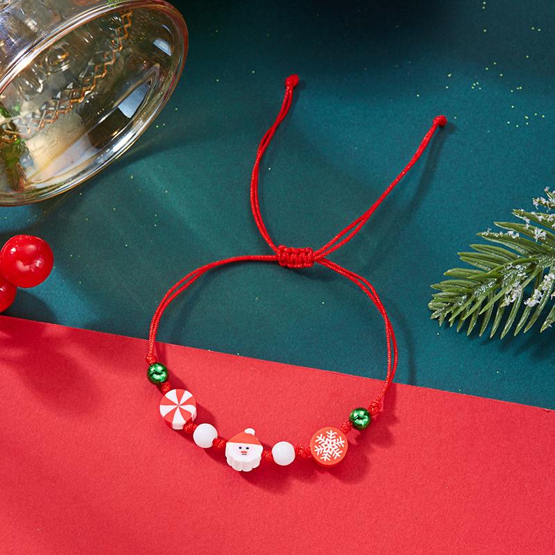 Рождественские красочные бусины многоэлементные браслеты для женщин Санта-Клаус снежинка дерево лось браслет праздничные украшения