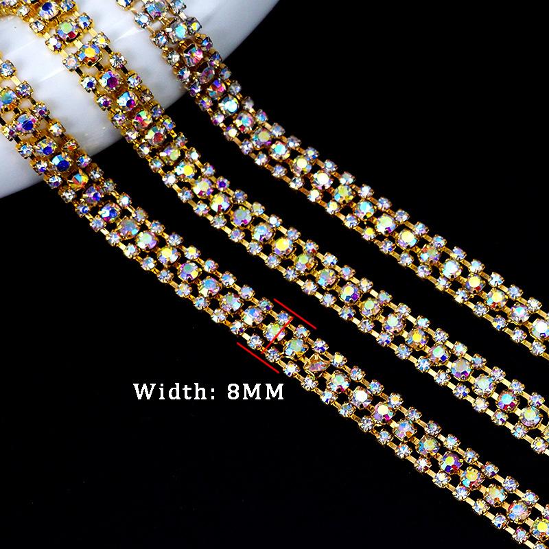10Yards 3 Rows Rhinestone Chain Trim Sparkly Crystal Diamond Applique  Sewing DIY Craft Decoration Clothing Gift Accessories