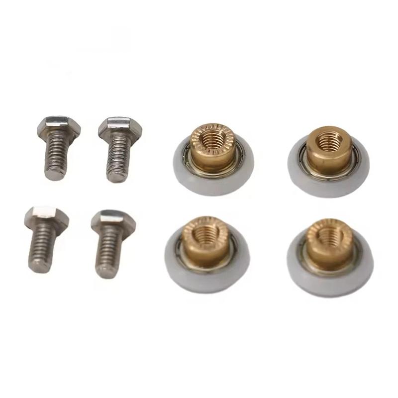 4 ролика для душевых дверей, шкивы для раздвижных стеклянных дверей, ролики для раздвижных дверей, аксессуары для ванной комнаты.