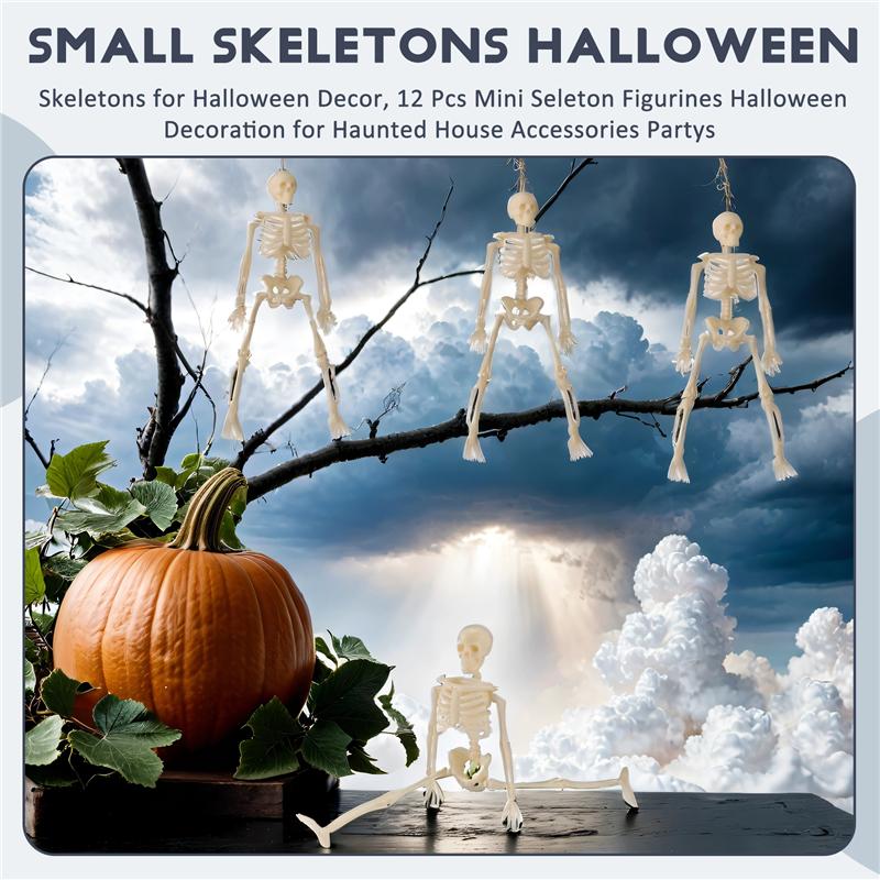 Gute Skelette für Halloween-Dekoration, 12 Stück Mini-Skelett-Figuren Halloween-Dekoration für Spukhaus-Zubehör Partys