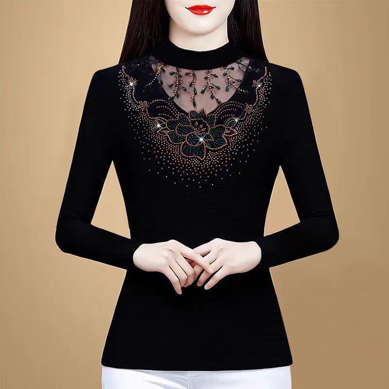 

Korean Style 2025 Fashionable Women s Slimming Long Sleeve Top M чорний