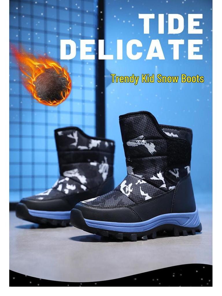 Plus Velvet Warm Children's Snow Boots - Non-Slip, Thick Cotton for Cold Weather, Long Outdoor Boots for Girls