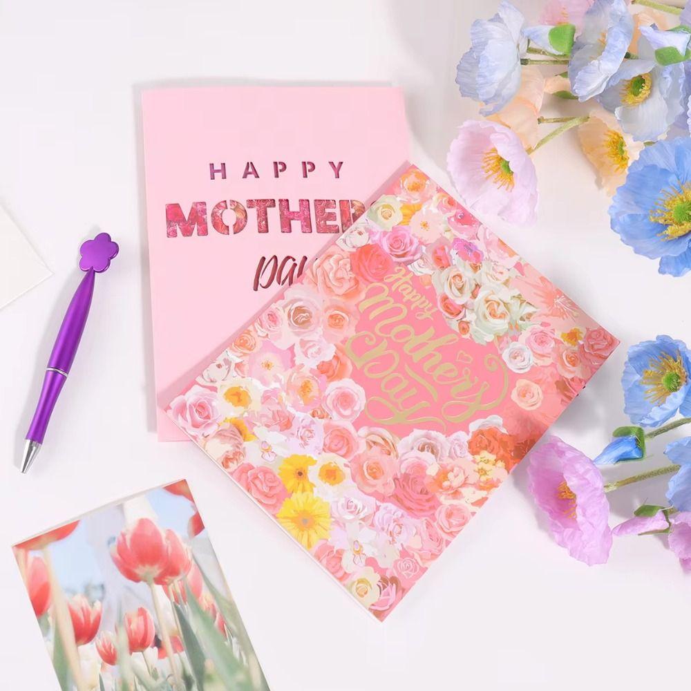 Beautiful Mother's Day Cards Flowers Design 3D Pop-Up Design Holiday Greeting Card Thank-You Blessing Writable Card