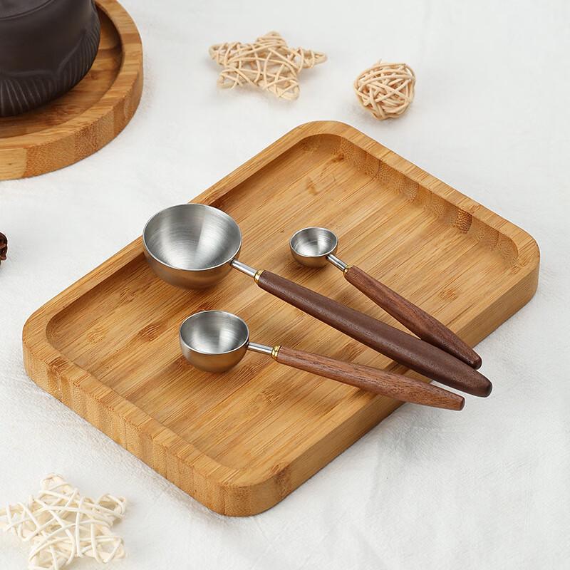 ZISIZ Stainless Steel Measuring Spoon with Walnut Handle