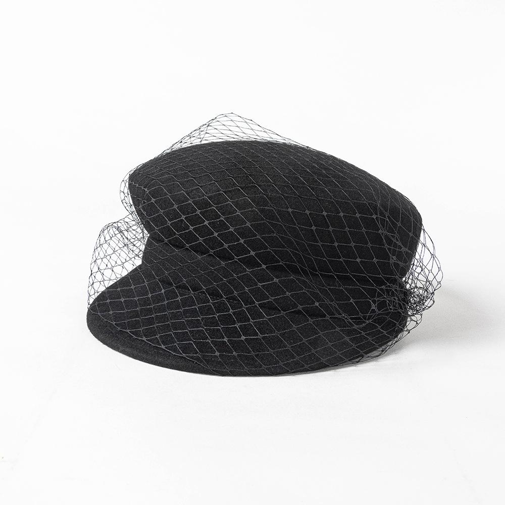 

202512-HH2058D INS chic winter dropshipping mesh wool felt fashion STREET lady Octagonal hat women visors cap One Size чорний