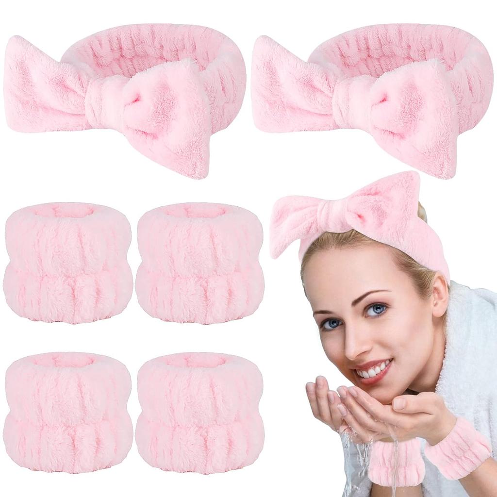 14PCS Spa Headband and Wristbands Set, Face Wash Headband Wrist Bands for Washing Face Makeup Skincare Hair Band Skin Care Acces