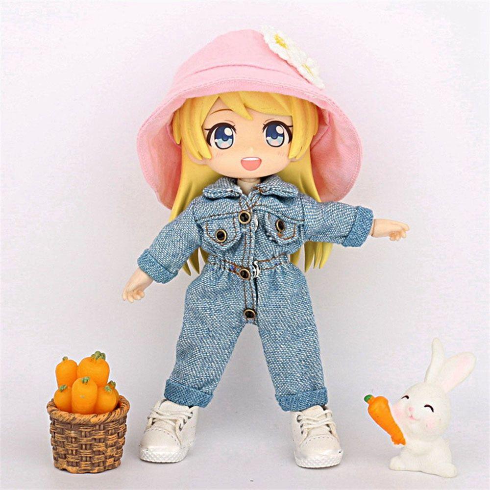 Fashion For 1/12Bjd Doll Gift Toys Obitsu11 Doll Accessories Doll Clothes Doll Overalls Denim Pants