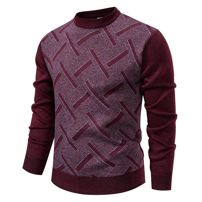

Cross25 Winter Men s Thickened Fleece Sweater: Warm Casual Knitwear for Dad XXXL вина червоного кольору