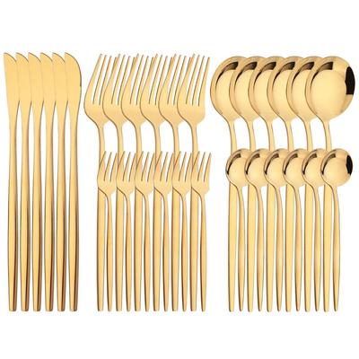 Set di posate per stoviglie in oro nero Coltello Forchette per dolci Cucchiaio da caffè Posate Stoviglie in acciaio inossidabile Posate per la cucina di casa