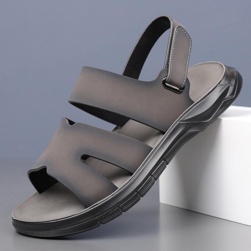 

Men s new sandals men s summer outdoor leisure soft-soled non-slip beach shoes middle-aged and elderly dad shoes 2025 38 серый