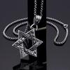 Stainless Steel Hexagram Pendant Necklace Men's Vintage Hollow Out Charms Accessories Zirconia Star Sweater Chain Jewelry