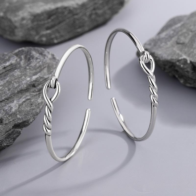 New Simple Knot Bangle With Hollow Out Winding 925 Sterling Silver Jewelry Fashion Personalized Opening Bracelets TYB632