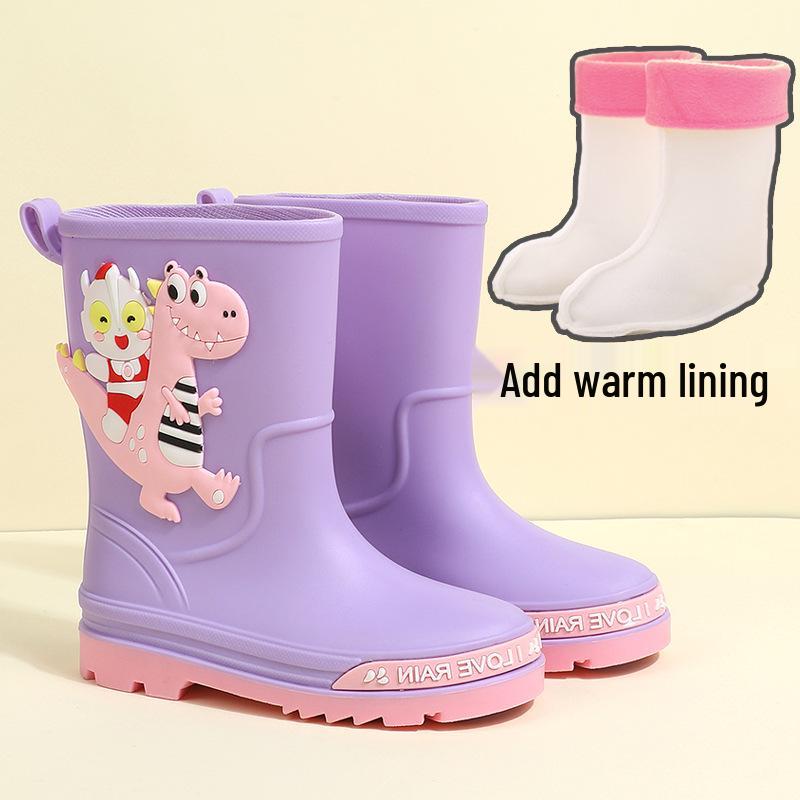 Children's Cartoon Mid-Calf Waterproof Rain Boots - Non-Slip, Thick, and Cute for Boys and Girls