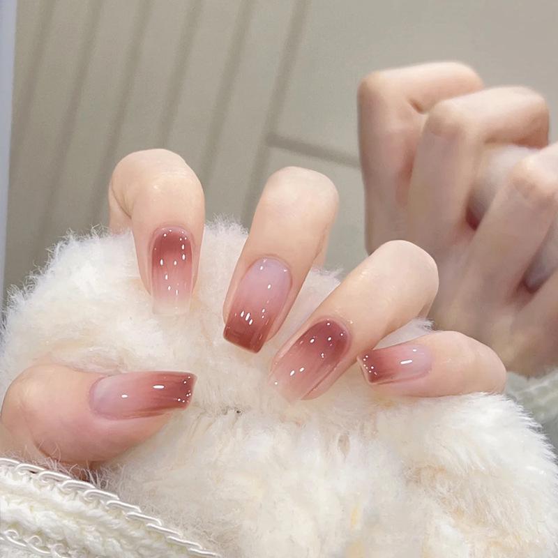 Gradient Blush Wearable Nail Art Jelly Gel Removable False Nail Patches