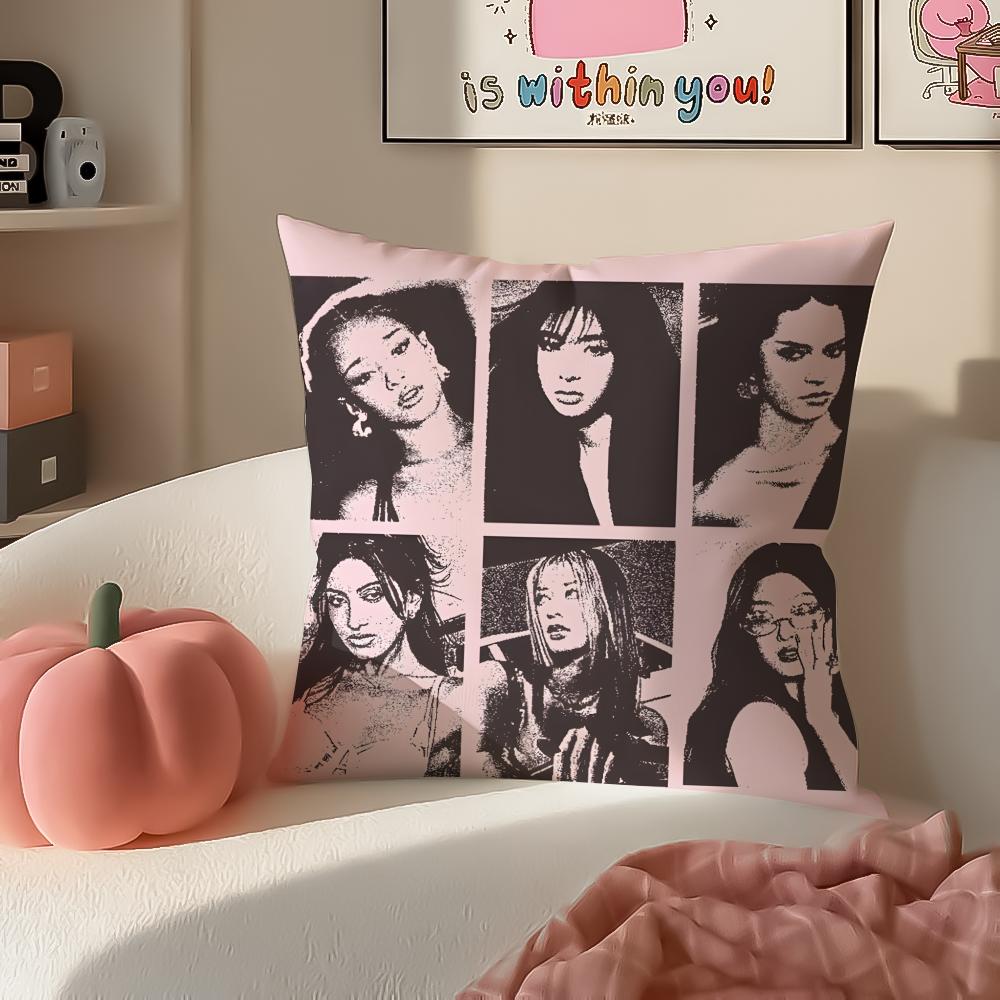 Pop Girl Group KKATSEYE Cushion Cover Pillowcase Short Plush Invisible zipper Room Sofa Cushion Cover