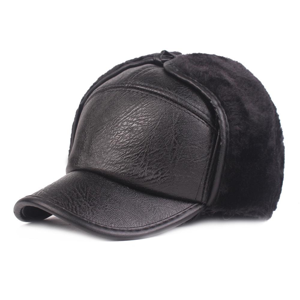 

Кожаная кепка мужская кепка для защиты ушей осенью и зимой кожаная кепка для пожилых людей кепка для тренеров кожаная кепка для людей среднего и пожилого возраста шляпа Lei Feng One Size
