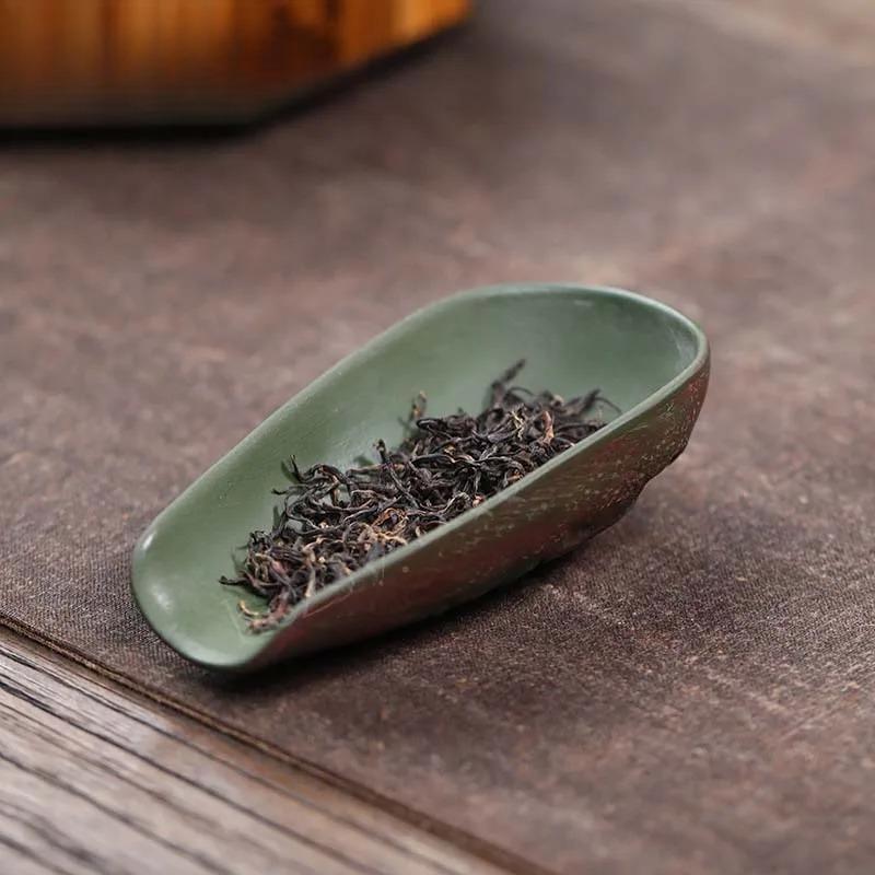 Handmade Dargon Pattern Purple Clay Tea Scoop Boutique Leaf Container Chahe Shovel Awakening Tea Ladle Ceremony Craft