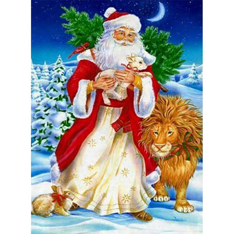 Fai da te Cartone Animato Pupazzo di Neve Pittura Diamante 5D Trapano Rotondo Completo Babbo Natale Ricamo Diamante Regalo di Natale Kit di Ricamo Regalo