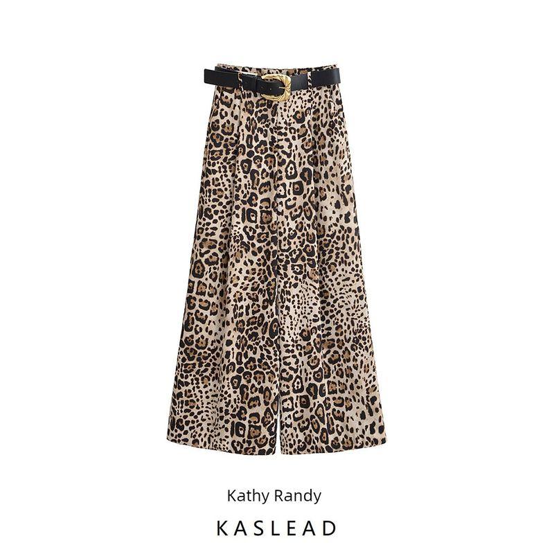 Kaslead New Women Clothes Western Style Versitile Fashion With Belt Satin Trousers 1478078