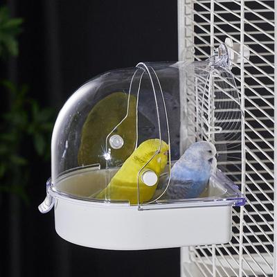Parakeet Bath Shower Bathtub Bowl Splashproof Transparent Parrot Bath For Cage For Indoor Window Cockatiel Conure Canary