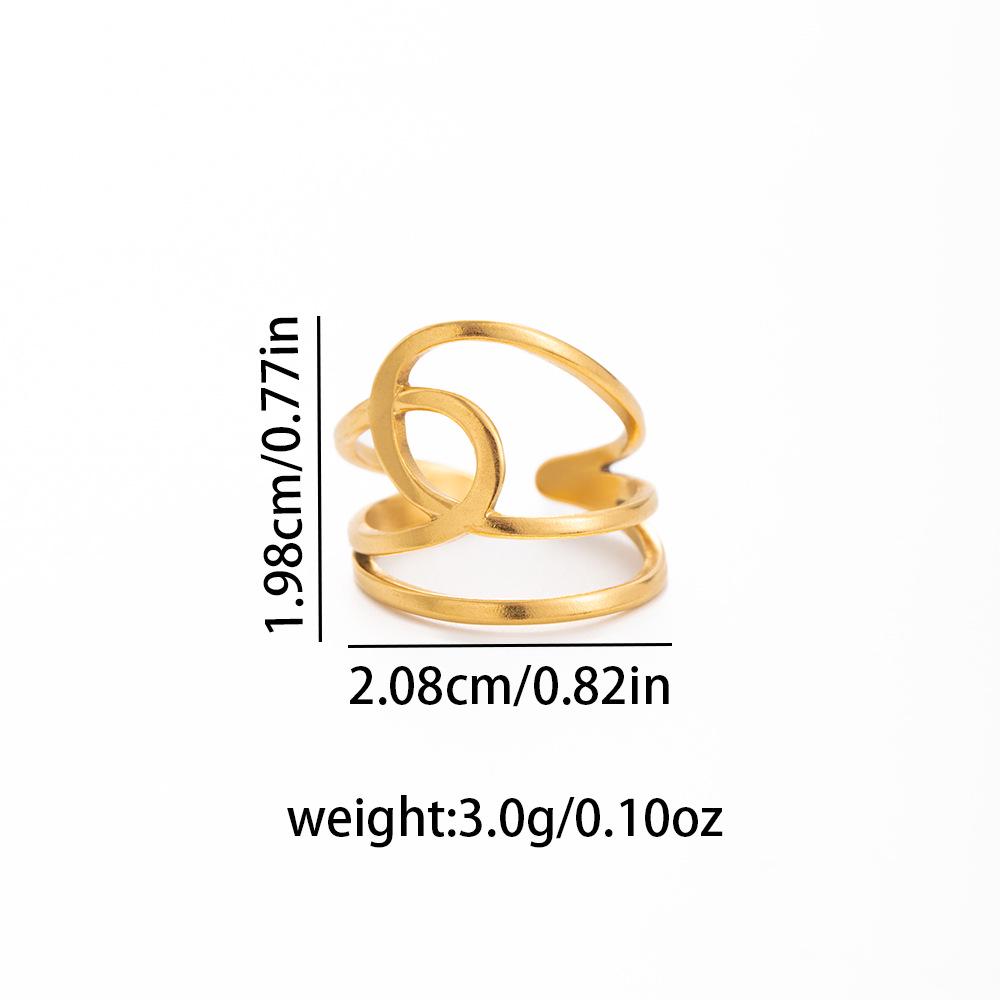 Gold-Plated Irregular Geometric Stainless Steel Ring with Versatile Knuckle Design