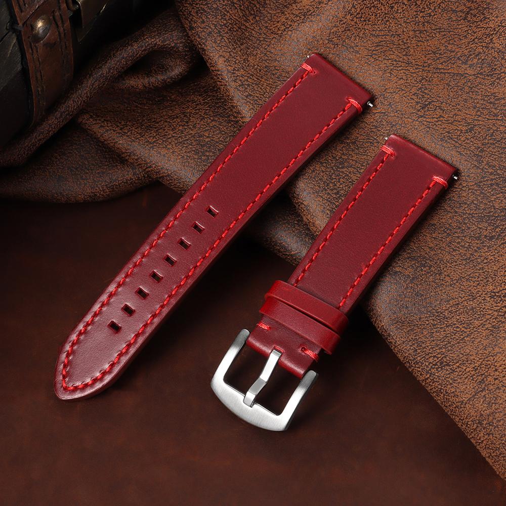 Oil Wax Leather Watch Band 20mm 22mm for Omega Universal Calfskin Quick Release Vintage Genuine Leather Business Wrist Strap
