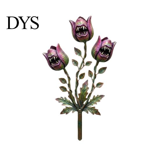 Decorative Garden Stake 2D Sunflowers Stake, Retro Flat Metal Plant Decoration, Carnivorous Outdoor Flower Yard Art for Lawn Bed Planter Creative