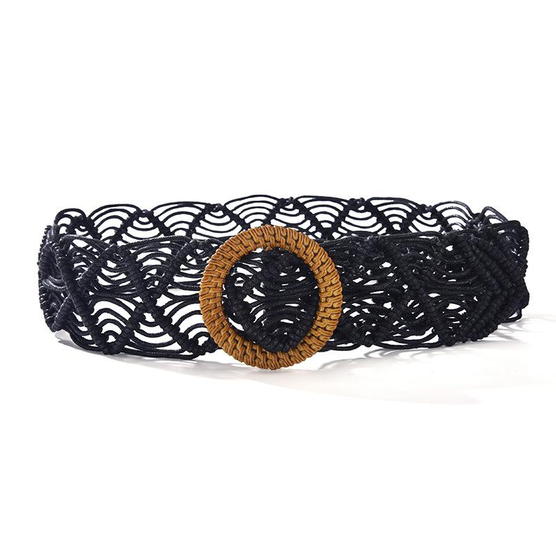 Retro Wax Rope Woven Women'S Skirt Coat Belt Hand-Woven Ethnic Style Super Wide Waist Seal Decorative Belt