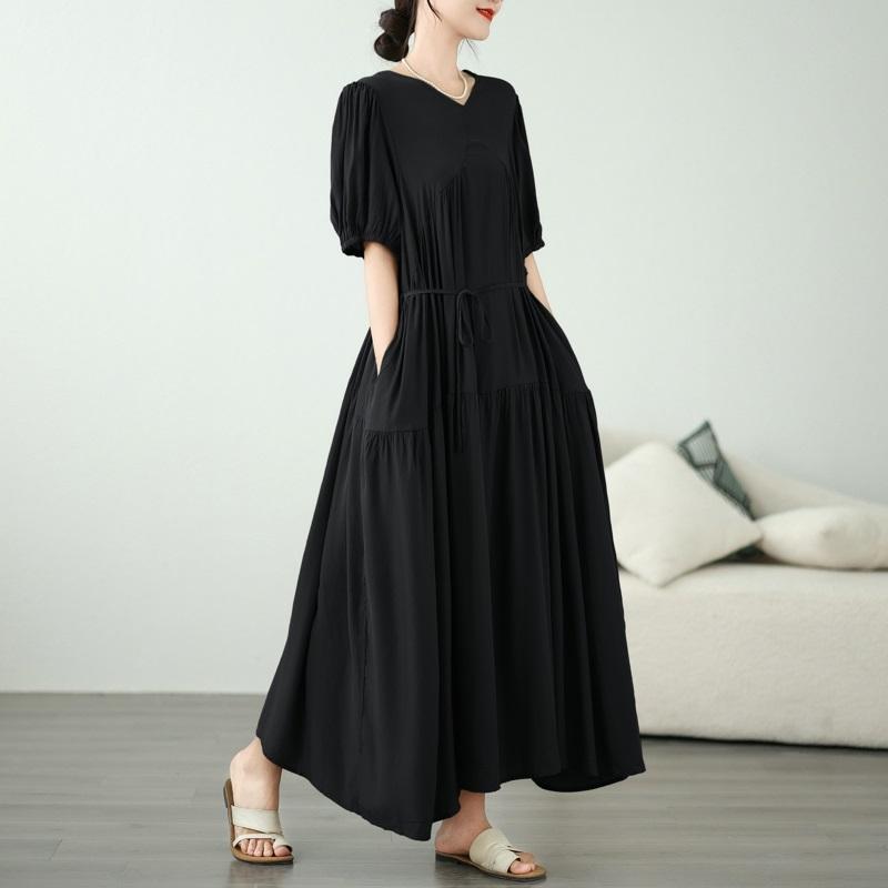 Short Sleeve Rayon Plus Size Vintage New In Dresses for Women Casual Loose Long Summer Dress