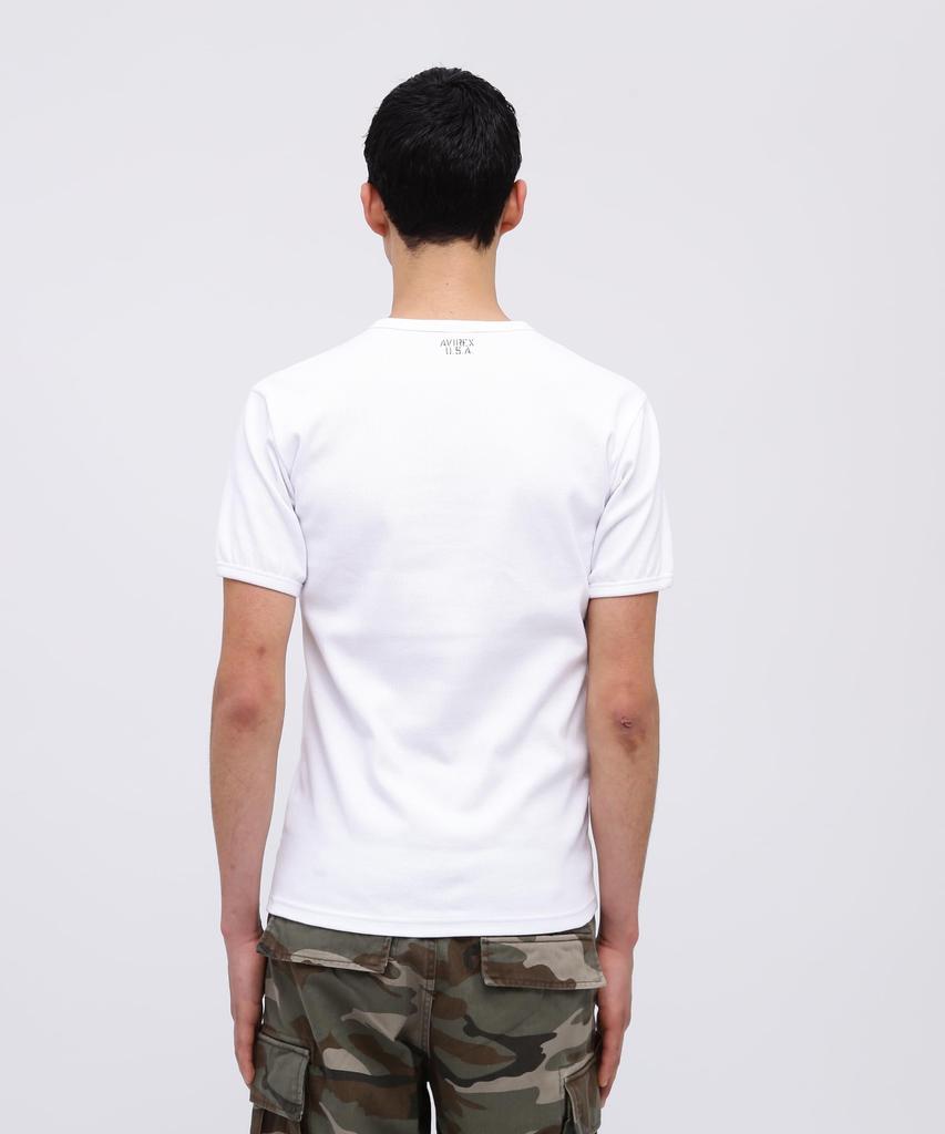 AVIREX DAILY RIB V-NECK TEE 6143501 men's M size 001 white