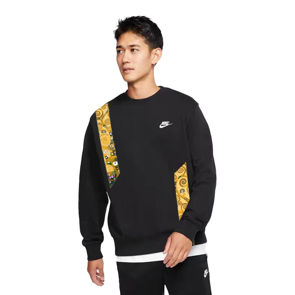 Nike Trendy Sports Casual Letter Logo Round Neck Sweatshirt Unisex Sweatshirt Black Gold BV2667-010(TEAM702-A7)